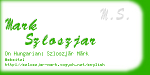 mark szloszjar business card